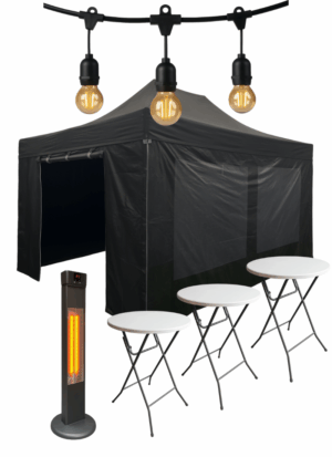 2 x (12) Easy Up pakket Premium 3x6 - met statafels, verlichting en heater