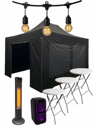 2 x (13) Easy Up pakket Deluxe 3x6 - met statafels, verlichting, heater en geluid