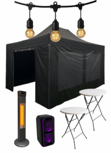 Easy Up pakket Deluxe 3x4,5 - met statafels, verlichting, heater en geluid