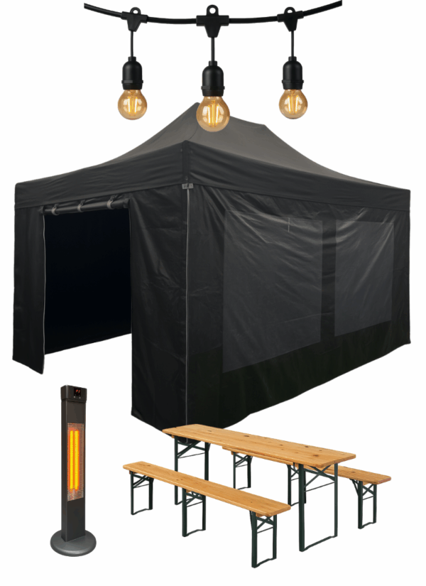 Easy Up pakket Premium 3x6 - met biertafelset, verlichting en heater