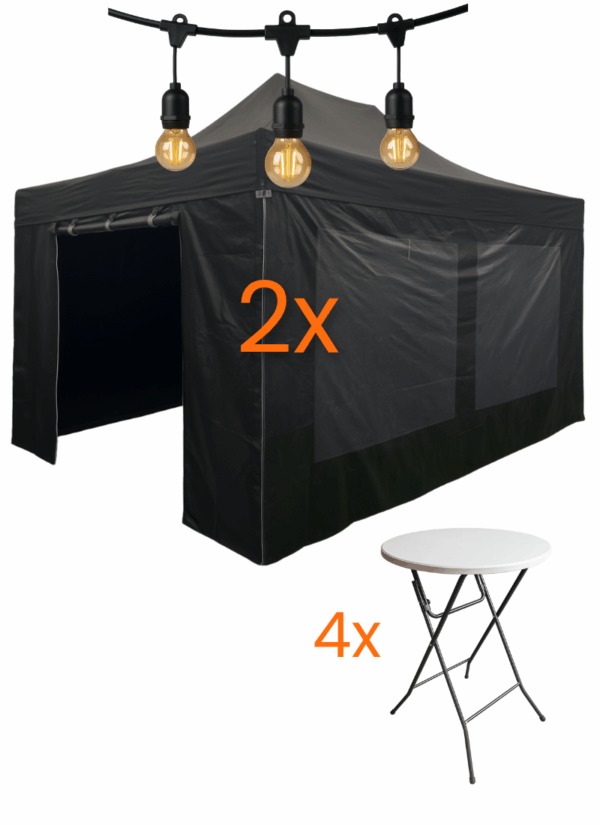 3x10.5 comfort statafel Easy Up pakket Comfort 3x10,5 - met statafels en verlichting