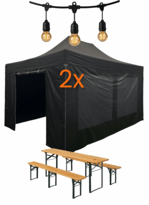 3x10,5 comfort biertafel Easy Up pakket Comfort 3x10,5 - met biertafelset en verlichting