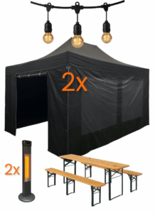 Easy Up pakket Premium 3x10,5 - met biertafelset, verlichting en heaters